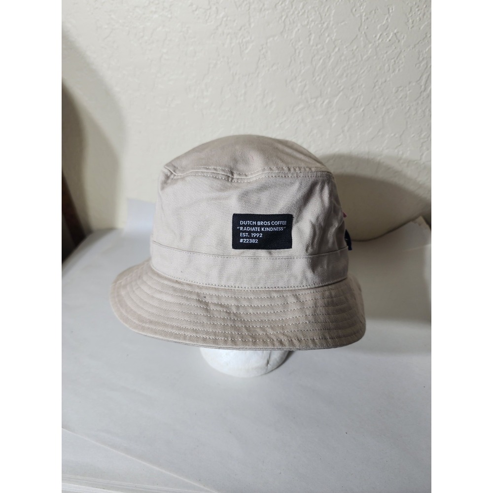 Dutch Bros Coffee Cotton Canvas Beige Bucket Hat w/ Pocket Adult One Size